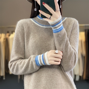 半高领羊毛衫女套头2024秋冬新款洋气打底衫加厚慵懒风宽松图片