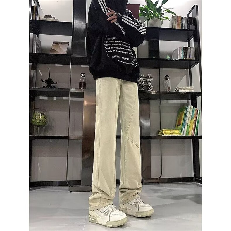 现货!港风新款2025潮流百搭直筒宽松大码牛仔裤松紧腰NZ6203-P45,男装牛仔裤,星座1103-2