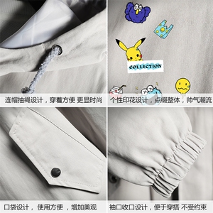 JK41079-P85纯棉连帽夹克男士大码工装夹克男外套男 网格挂拍图片