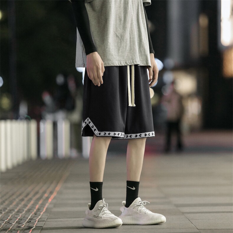 冰氧挺括清爽运动开叉编织线带外穿冰丝五分短裤DK526-特批21,男装牛仔裤,星座718-1