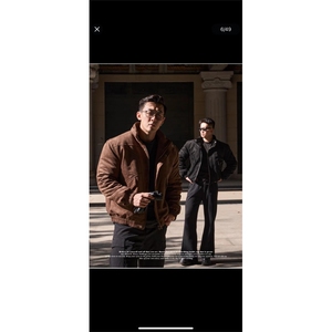 XZ1006A-TTH1206-P110- 赤兔马年限定美式宽肩麂皮拼接立领棉服，男装棉衣，星座1005-1