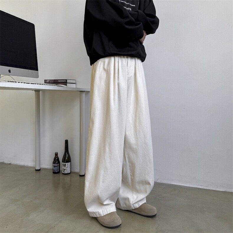 2025新款日系简约休闲阔腿裤简约直筒宽松工装长裤现货 K8253-P52图片