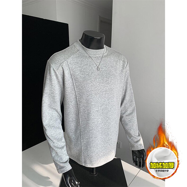 抖音得物品质美式高街重磅曼巴棉结构硬阔boxy版潮牌卫衣长袖T恤，男装T恤，电商A486