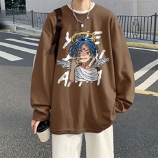 抖音供货、秋季现货舒适棉宽松重磅长袖T恤D223A-CT2329-特P28，男装T恤，电商019-1