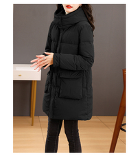 时尚显瘦收腰中长款羽绒棉服女冬季新款高品质保暖外套，女装棉衣/棉服，凝聚力