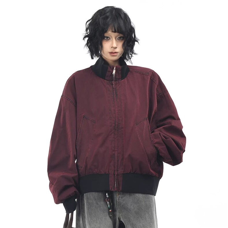 1506/GF8280/P71原创美式复古做旧水洗棒球服休闲立领工装夹克,男装夹克,星座1506A