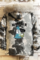 MC49074-P135大毛领迷彩棉衣男大码加厚棉服男棉袄子砖墙挂拍，男装棉衣，电商A040A