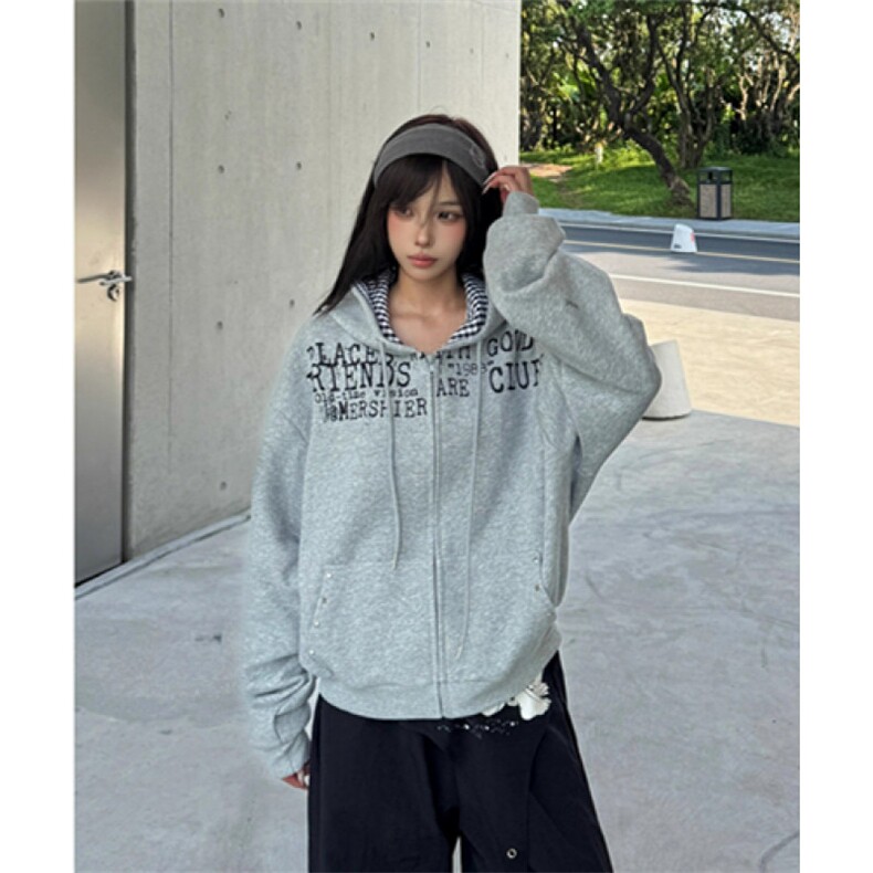 高街印花开衫连帽卫衣男女秋冬季宽松情侣拉链外套WA254,女装短外套,星座1116A（原606A-3）