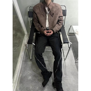 【有货】咖棕色飞行员外套美式复古短款机车服夹克JK8542WW-特P75图片