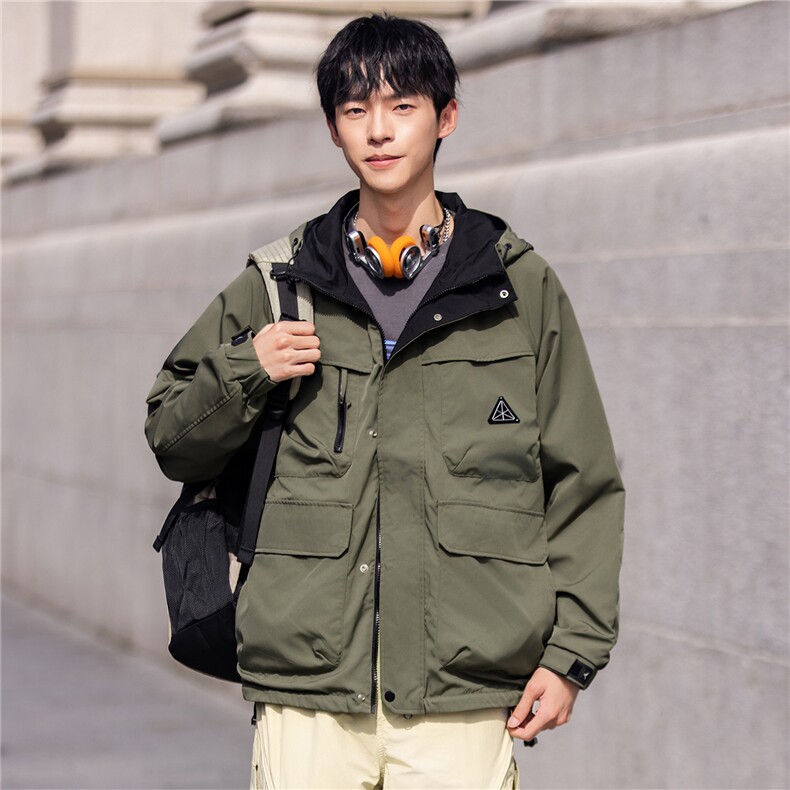 2025新款派克服工装连帽三防外套双面穿休闲夹克F0926-P100控199,男装夹克,电商D215
