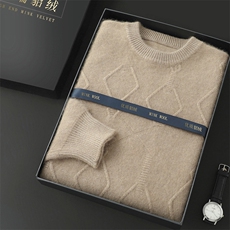 秋冬新款高品质男士圆领貂绒衫舒适保暖时尚百搭，男装针织衫/毛衣，冬贝尔貂绒