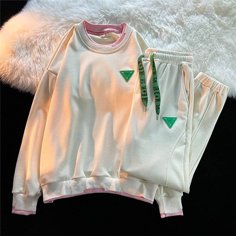 1秋季休闲圆领假两件情侣大码M-5XL青春套头卫衣套装7144P98控128，男装休闲套装，星座226-2