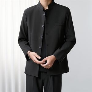 新中式中山装纽扣西服痞帅春秋休闲风西装外套W6901-P58图片