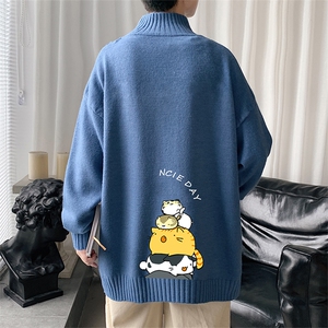 M18090-P45 加绒款-P65半高领毛衣男士大码针织衫男毛线衣男线衫图片