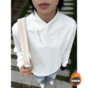 加绒加厚卫衣男款斜拉链秋冬季小众设计感长袖T恤 特P28 加绒P38图片