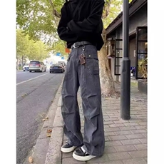 cleanfit工装牛仔裤男款春秋宽松休闲裤子潮牌美式高街阔腿伞兵裤，男装牛仔裤，星座813-2