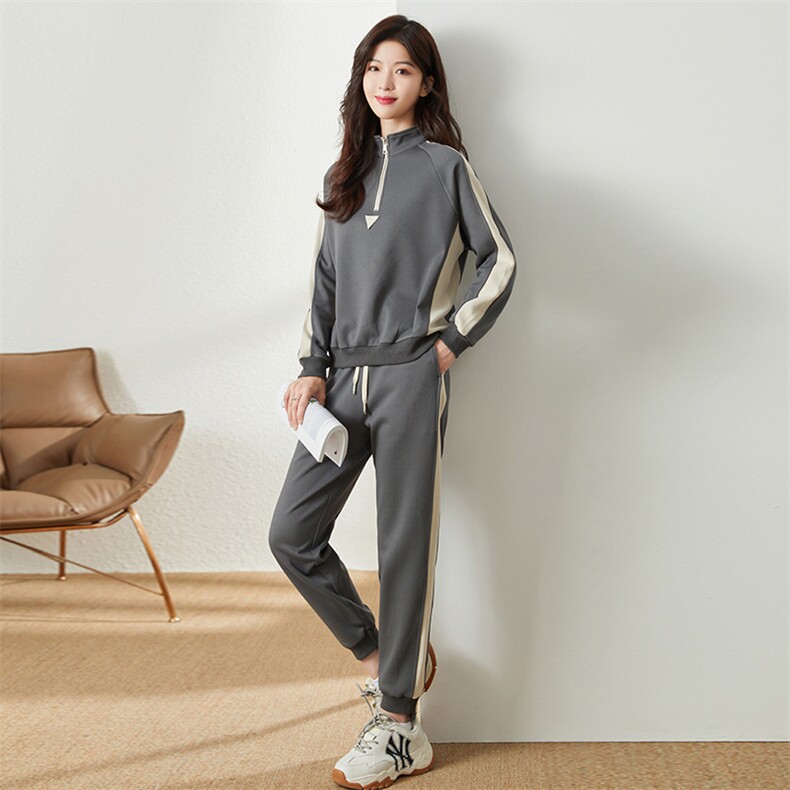 时尚显瘦秋冬多色休闲气质运动套装女舒适百搭长袖长裤两件套，女装运动套装，凯瑟曼
