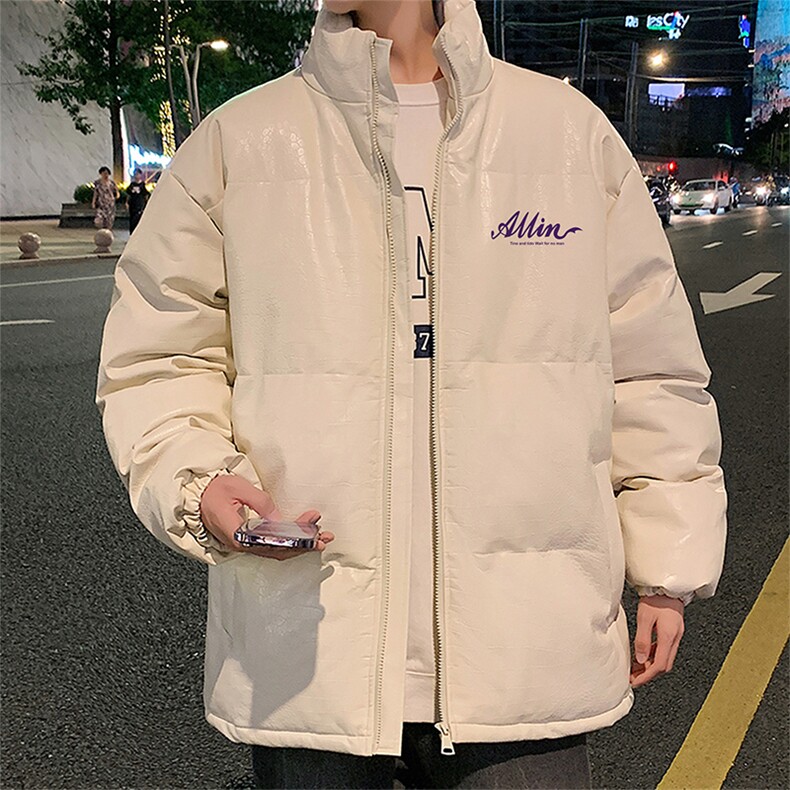 港风直播抖音高品质宽松男羽绒棉加厚PU皮棉衣外套M1509P85,男装棉衣,电商C408-1(原B339-1)