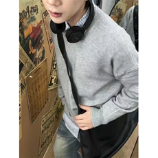 浅灰色圆领毛衣男款秋冬美式慵懒高级感针织衫内搭打底衫M5020，男装T恤，星座1116A（原606A-3）