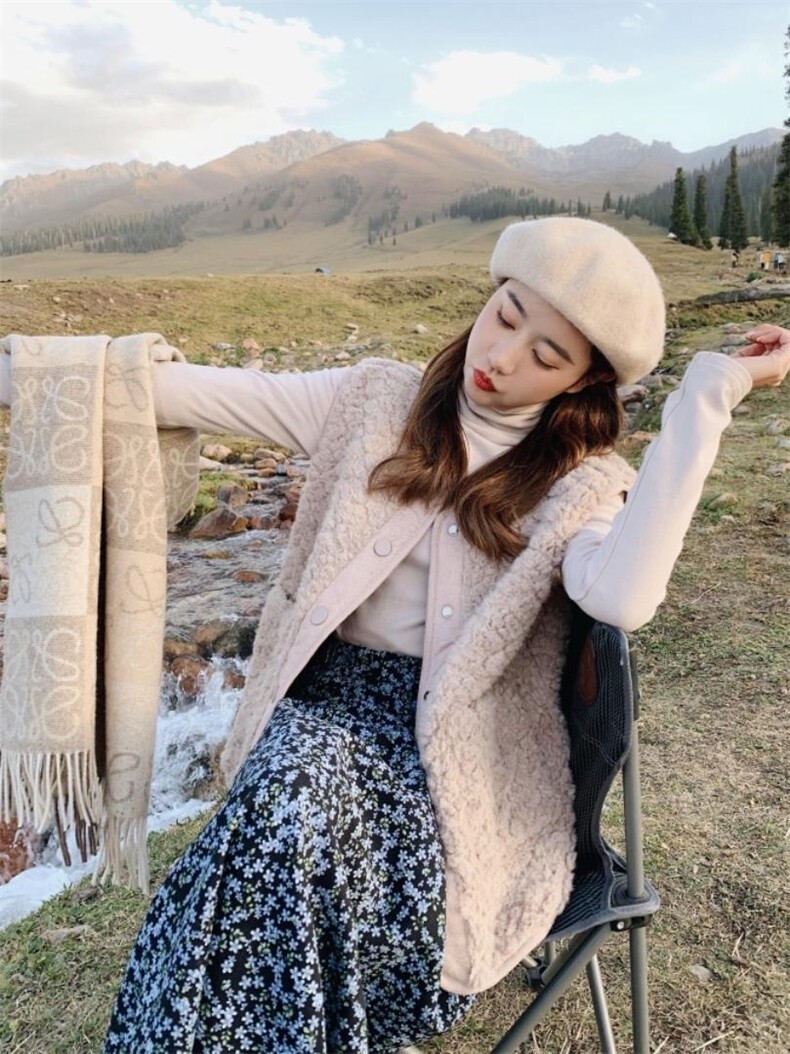 皮毛一体马甲，女装马甲，唯品