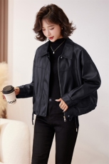 欧货加绒加厚皮衣外套女2024冬季新款小个子短款休闲机车服皮夹克，女装皮衣，江南女神