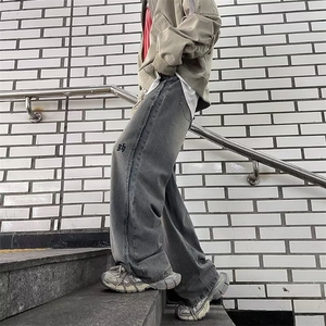 美式高街牛仔裤男韩版潮痞子2024冬季新款ins阔腿长裤RK1188-P49图片