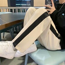 夏季薄款高街运动裤男ins潮牌直筒宽松bf情侣拼接休闲裤ZK21-P30，女装休闲裤，星座1008-2