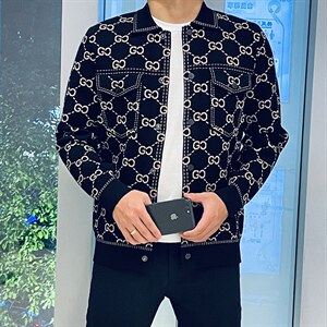 2022年新款提花夹克男翻领针织开衫外套潮 钱塘5051 6056 P185图片