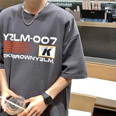 港风条纹印花设计短袖T恤男DT77779P18块特价控38：供抖音视频，男装T恤，星座227-7