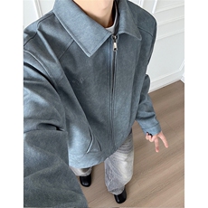 XZ810B-JK91-P85控128刺绣皮夹克短款，男装夹克，电商A405A