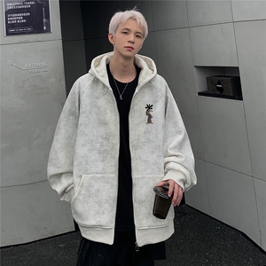 美式脏脏扎染卫衣男重磅外套情侣拉链开衫连帽夹克JK802-P55图片