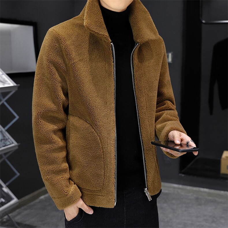 店主风双面穿毛呢外套秋冬休闲男士翻领羊羔毛毛呢上衣-M887-P150,男装毛呢大衣,星座310B-3