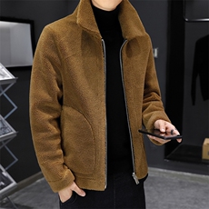 店主风双面穿毛呢外套秋冬休闲男士翻领羊羔毛毛呢上衣-M887-P150，男装毛呢大衣，星座310B-3