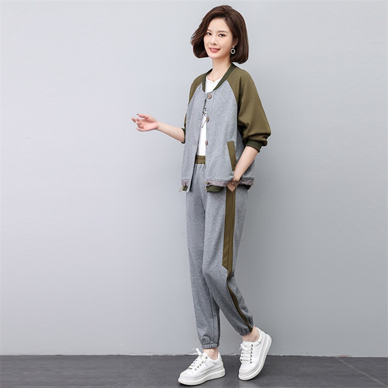 时尚休闲套装女春秋新款宽松显瘦运动服两件套百搭舒适家居服,女装套装/套裙,悦见她