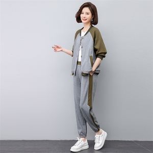 时尚休闲套装女春秋新款宽松显瘦运动服两件套百搭舒适家居服图片