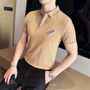 2024新款丝光珠地面料修身翻领短袖POLO衫男PL9302-p55图片