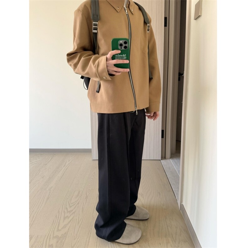 现货自制款现货S型拉链休闲简约卡其经典外套设计感夹克,男装夹克,星座910A
