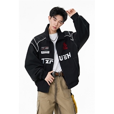 美式休闲夹克春秋设计感男女同款立领刺绣短款机车外套，男装夹克，星座216-1