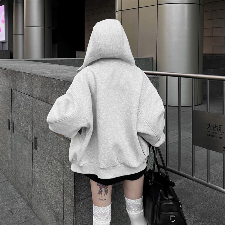 抖音得物高品质25秋冬美式高街宽松结构防风高领连帽卫衣外套W60,男装卫衣,电商A486-1