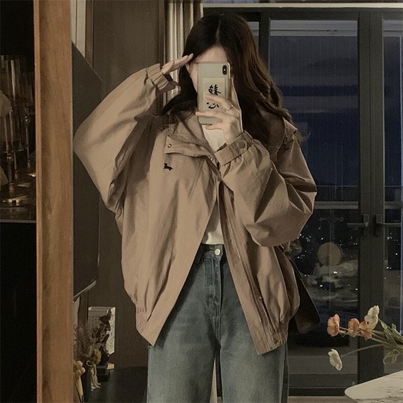 2024新款港风美式ins潮流宽松百搭连帽风衣夹克外套女JK1257-P80,男装夹克,星座313A(原308A-2)