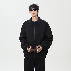 春季新款港风日系复古纯色短款翻领夹克外套 XZ213-JK10-P60控98图片