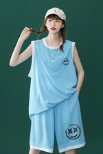 中性夏季2023新款潮流印花圆领运动T恤套装TZ301P50控68，男装休闲套装，A247A