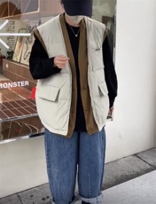 2022新款欧洲站洋气拼色时尚90%白鸭绒羽绒马甲，女装马甲，L·H·X