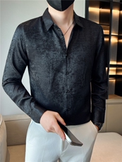 社会小伙店主风纯色长袖衬衫301A-1/CS511/P55，男装衬衫，星座301A-1