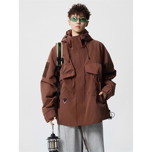 8XL-M特大码冲锋衣防水宽松工装风男夹克外套JK1306P90控118图片