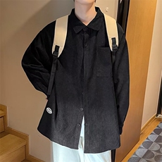 春秋灯芯绒衬衫男长袖休闲宽松港风日系韩版潮流百搭帅气外套C070，男装衬衫，星座601-2