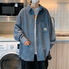 华夫格衬衫男士长袖港风宽松ins潮牌秋季复古衬衣外套W1613-P42，男装衬衫，星座512-4