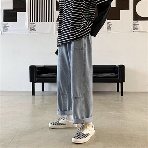 牛仔裤男潮牌工装裤子韩版潮流百搭宽松直筒阔腿老爹nzk03-p35图片