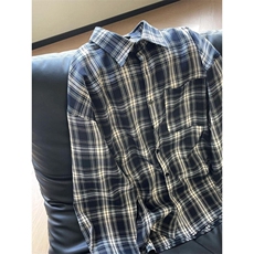 藏蓝色格子衬衫男长袖美式复古格纹衬衣高级感cleanfit情侣装外套，男装衬衫，星座1007（原301D）