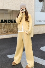 奶盐系黄色休闲运动套装女2025年春秋季新款加厚卫衣阔腿裤两件套，女装套装/套裙，2C317
